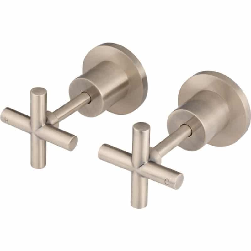 Round Cross Handle Jumper Valve Wall Tap Assemblies - Champagne
