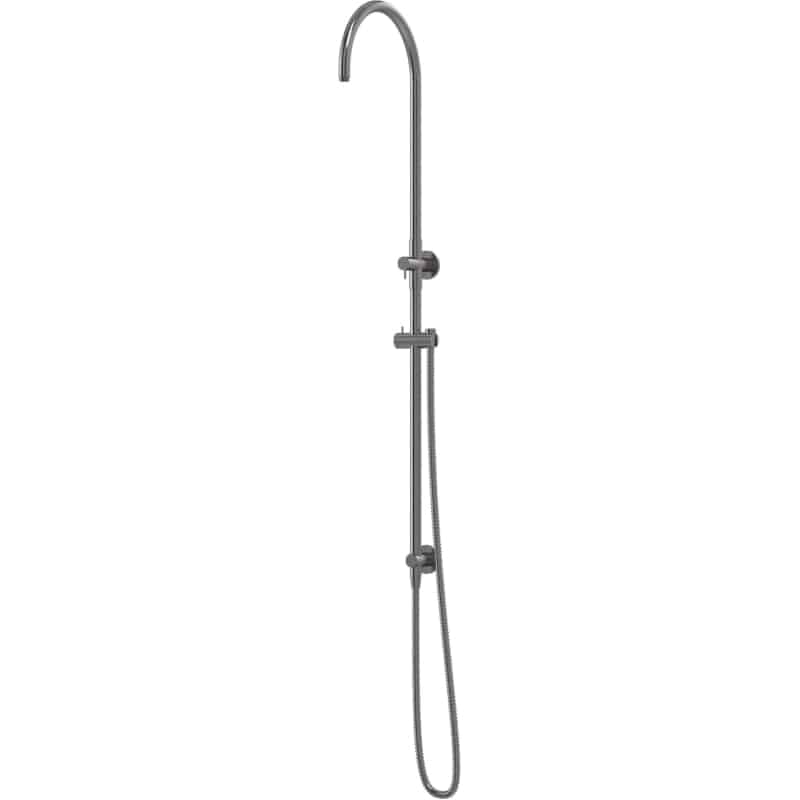 Curved Shower Rail with Hose (excludes Rose and Handshower) - Gun Metal