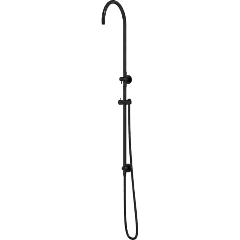 Curved Shower Rail with Hose (excludes Rose and Handshower) - Matte Black